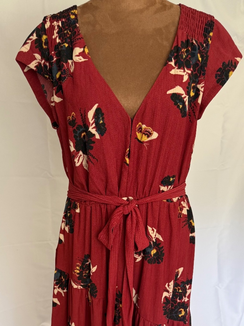 Free People All I Got Butterfly Floral Maxi Dress Red Combo Size 8